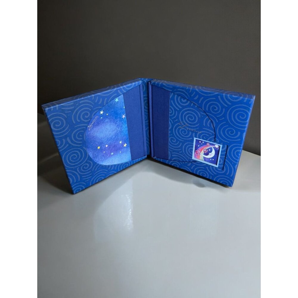 Dream Book & Journal Gift Set - Blue Portfolio Case With Moon & Stars Design